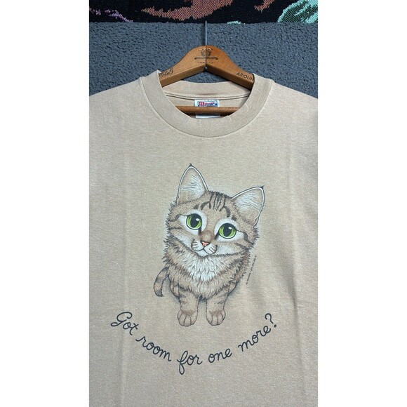 Vintage 90s Cat Lover T-Shirt Size Large Kitty Pets Animals Art Graphic - Picture 9 of 12